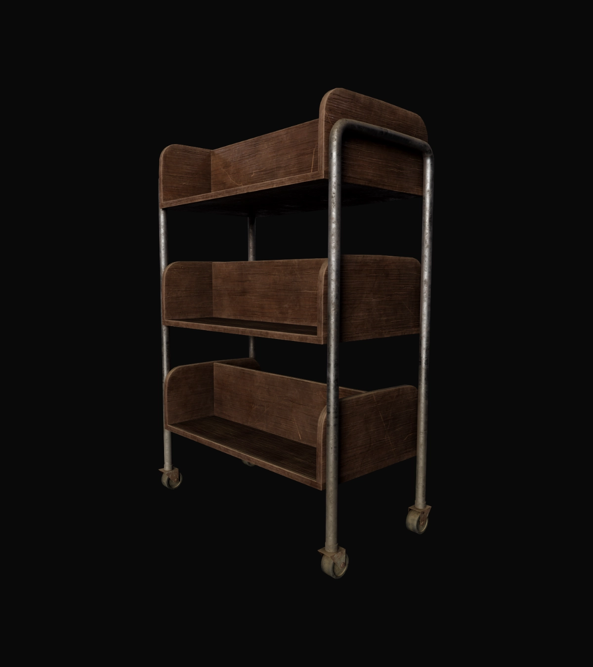 Wooden Book Cart 3d Model