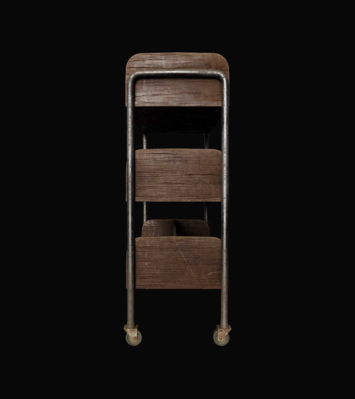 Wooden Book Cart 3D Model