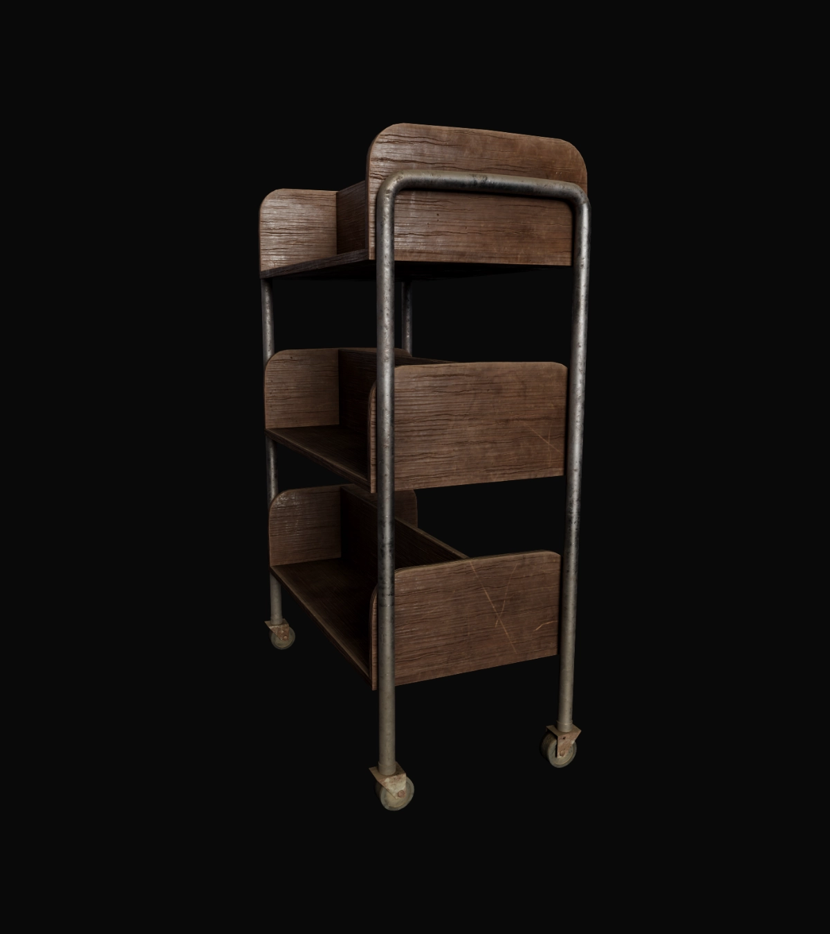 Wooden Book Cart 3D Model