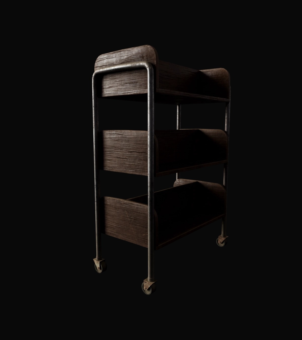 Wooden Book Cart 3D Model